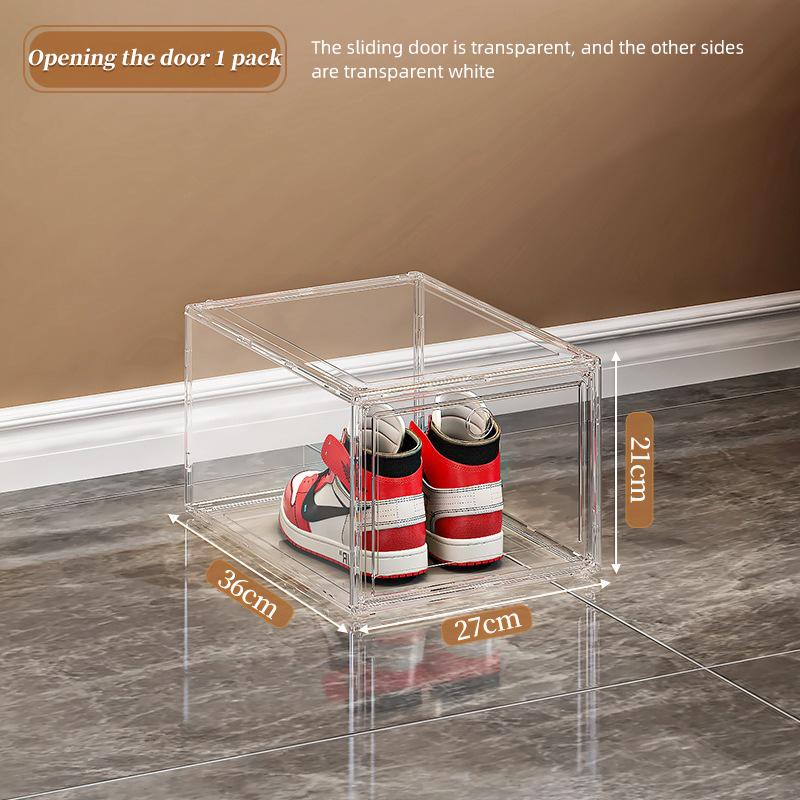 

Shoe Storage Boxes Organizers Sneaker Holder Rack Clear Plastic Stackable Bins for Entryway Closet Shoe Display Case with Magnet