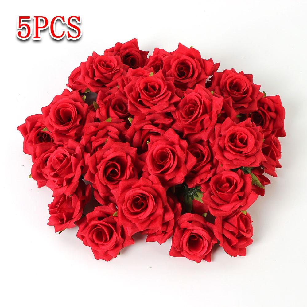 Beautiful 6CM Rose Artificial Flowers DIY Likelife Fake Flowers Rose Head Gifts Ornament красный