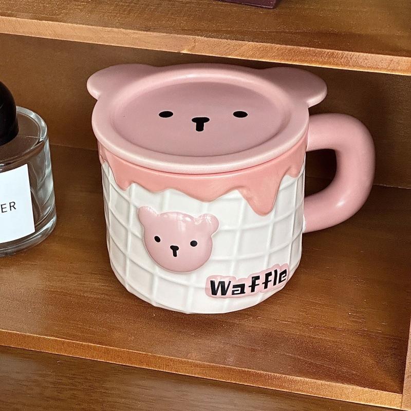 Cute Little Bear Waffles Ceramic Mug Gift Box for Girls Birthday Gifts for Best Friend Practical Souvenirs