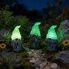3 Pcs Gnome Garden Stakes, Resin Miniature Hear See Speak No Evil Gnome Figurine for Fairy Garden, Flower Pot, Balcony, Yard, Outdoor Lawn Decor