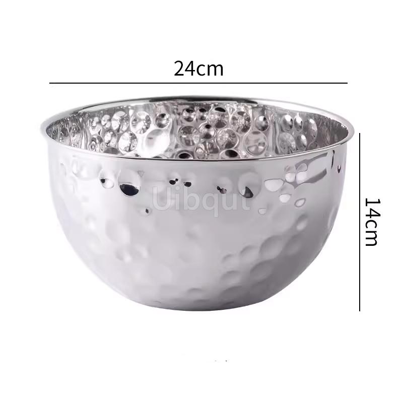 Gold /Silver Stainless Steel Hammer Point Fruit Bowl Salad Plate Egg Pot round Baking Mixing Cooking Bowl CreativeDecoration