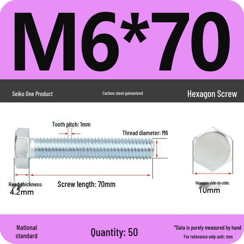 8.8 Grade Galvanized Hex Head Bolt, High-Strength M4-M30