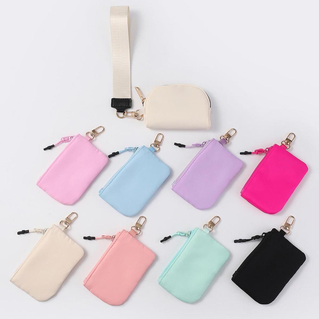 LULU Color Block Waterproof Nylon Coin Purse & Wristlet Key Bag
