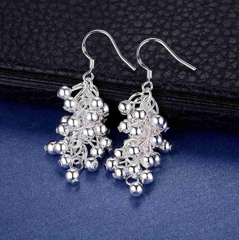 925 Sterling Silver Earrings Hot Grapes For Women Exquisite Student Girlfriend Jewelry Accessories Wedding Fashion Gift