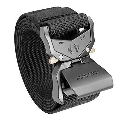 JUKMO Men's Tactical Work Belt with Quick-Release Buckle (Black, Size M - Waist Length 75cm-110cm (Total Length 125cm))