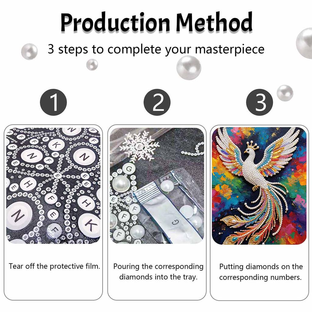Handmade Colorful Peacock Pearl DIY Painting Creative Interior Wall Art Fine Gift For Household Home Space Beautification Masterpiece Wall Decor