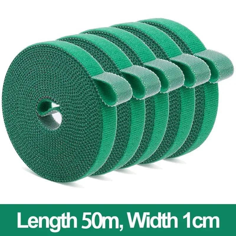 Garden Twine Bandage Plant Nylon Cable Tie Self Adhesive Green Adjustable Plants Hook Loop Support Reusable Fastener Tape Strips