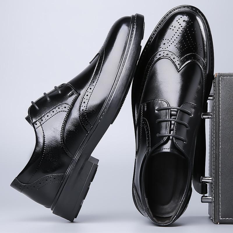 Fashion Luxury Brand High Quality Genuine Leather Business Leather Shoes Lace Up Oxford Shoes Mens Casual Dress Shoes Black Office Shoes