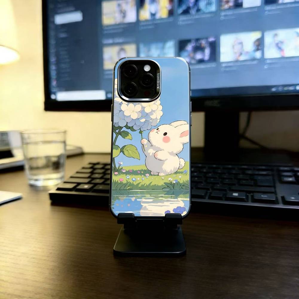 Bunny Kawaii Phone Case For iPhone 17,16,15,14,13,12,11 Plus,Pro Max,XS,Colorful Silver Black Cover