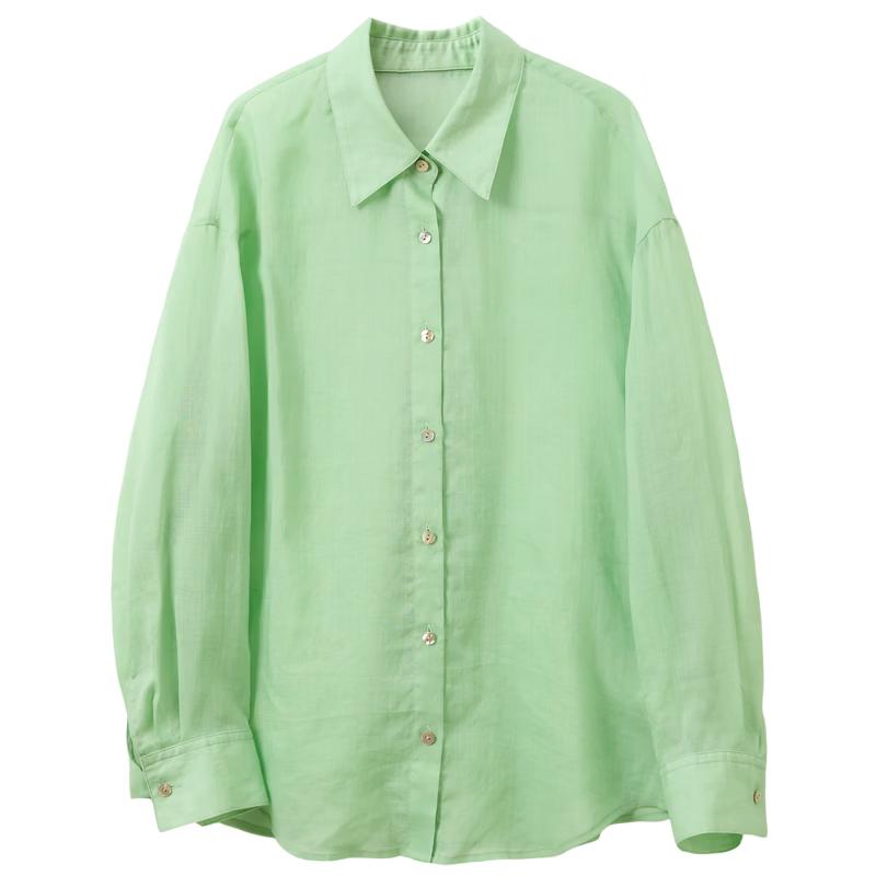 Sancai Women s Lyocell Ramie Loose Lapel Shirt S
