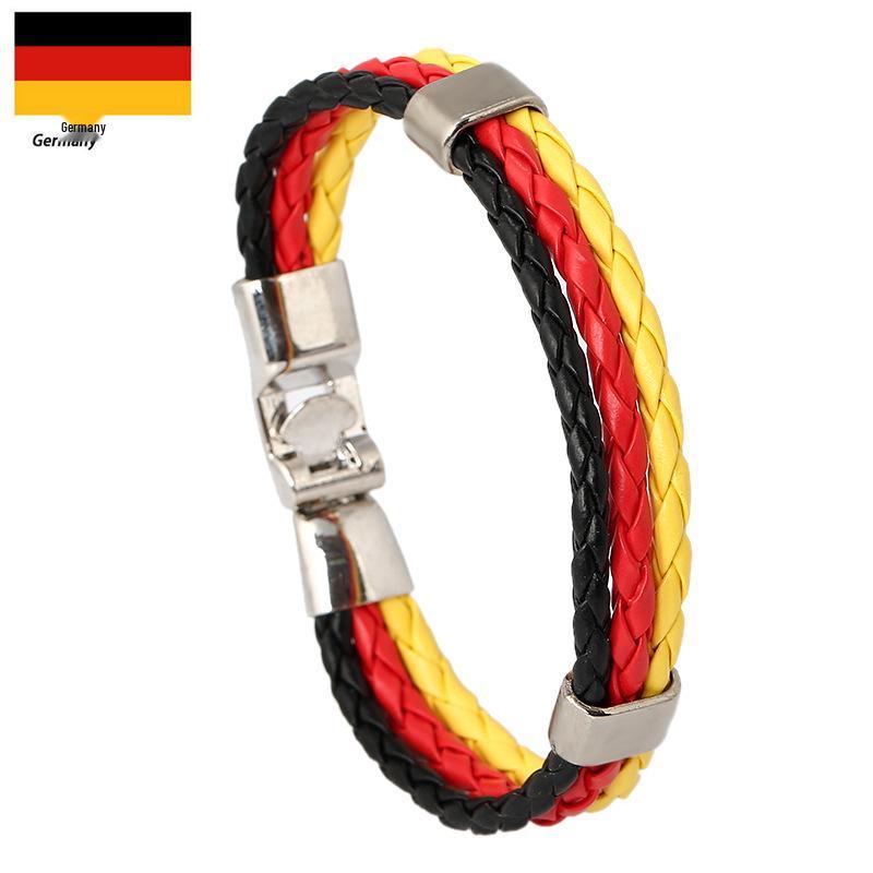 Nationalflaggenfarben PU-Leder-Geflechtarmband - Weltcup-Edition