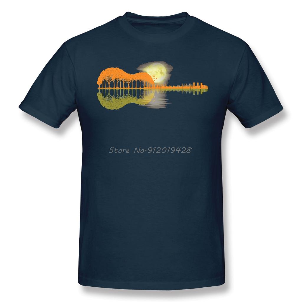 Music Funny Nature Guitar Art Musician 2021 Arrival TShirt Shadow Unique Design Crewneck Cotton For Unisex Shirt