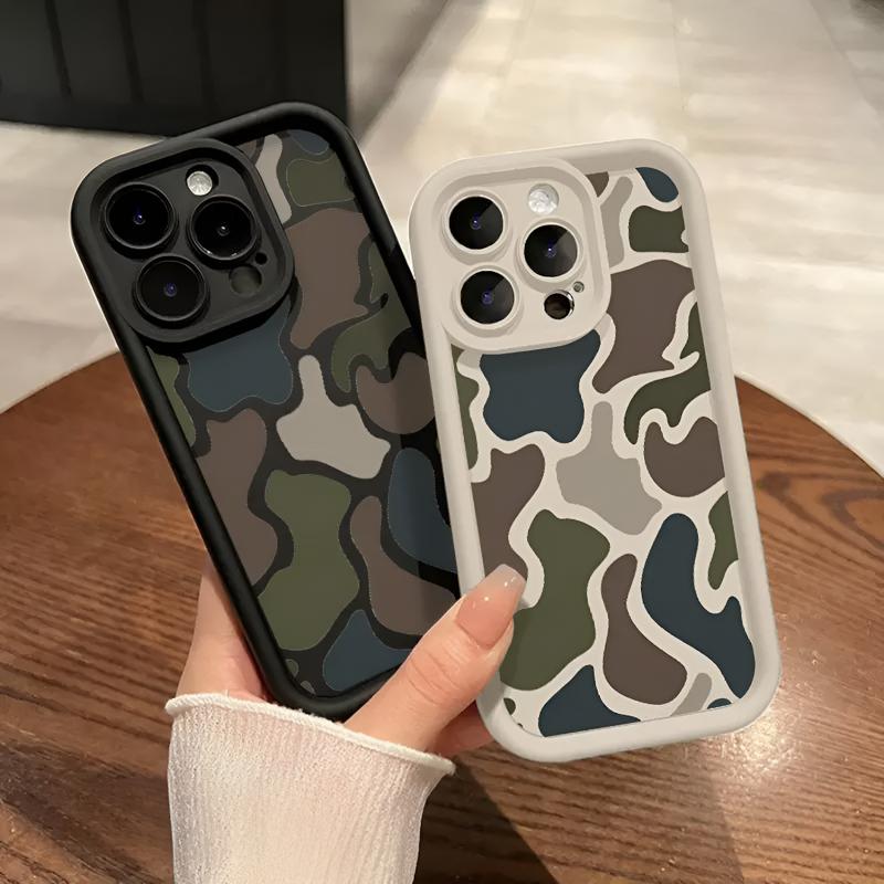 Dual Tone Camo Green Gray Fashion Phone Case For iPhone 17 16 17E 16E 15 14 13 12 11 Pro Max Plus Air