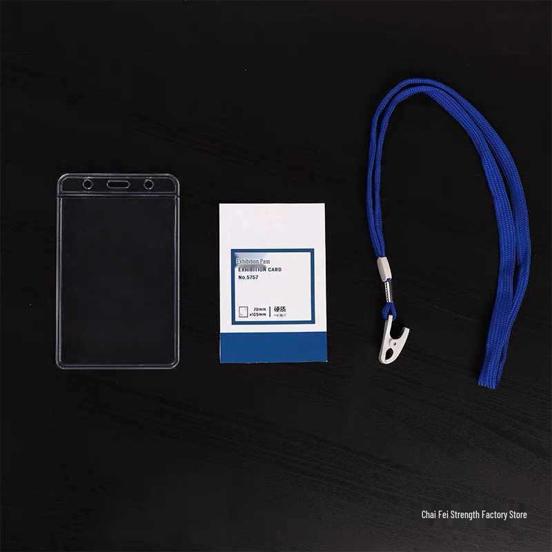 

Прозрачный держатель для ID-карты с шнурком - Водонепроницаемый чехол-бейджик с QR-кодом для студентов и работников. Large [2 pcs] with blue lanyard