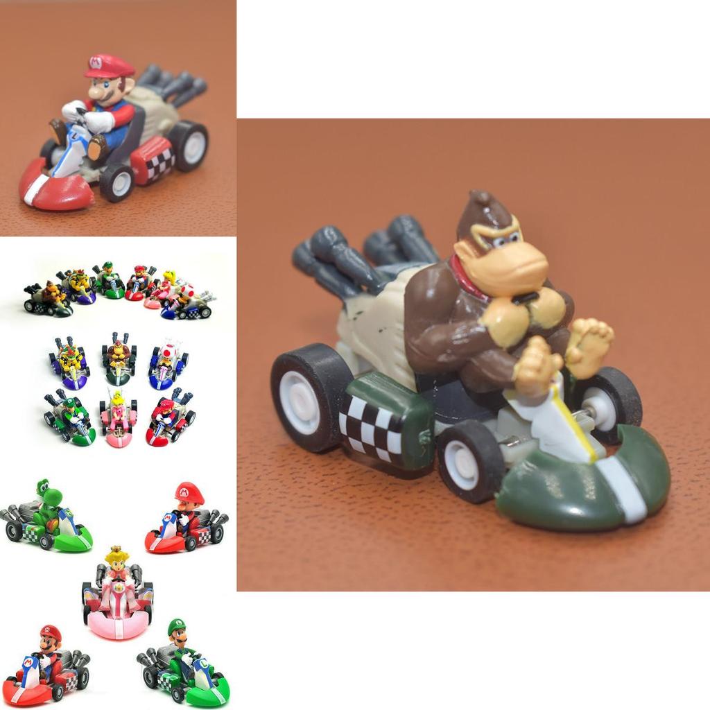Super Mario Bros Kart Pull Back Car Action Figure Set 6 Pcs Colorful Collectibles