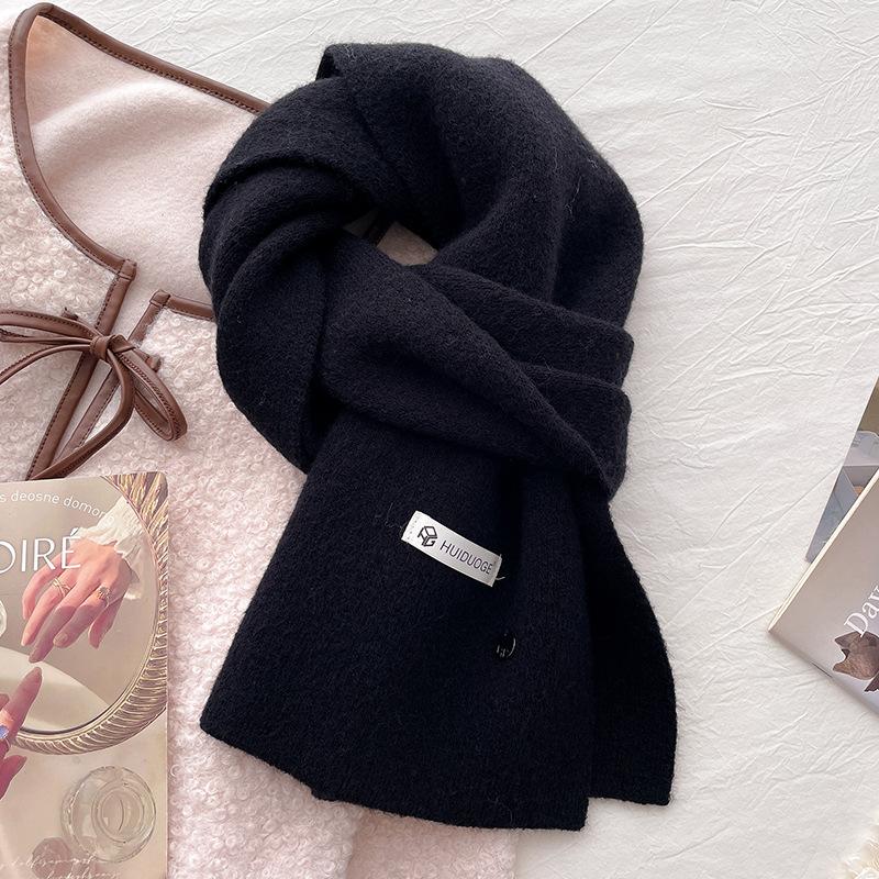 Wool Knitted Wool Warm Thickened Scarf Women's Autumn and Winter Neck Protection Scarf Soft Waxy Light Blue New