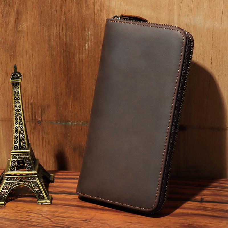 

Новый длинный кошелек Crazy Horse в стиле ретро, ​​мужской деловой кошелек из натуральной кожи с зажимом для денег, сумка из воловьей кожи, сумка с несколькими картами