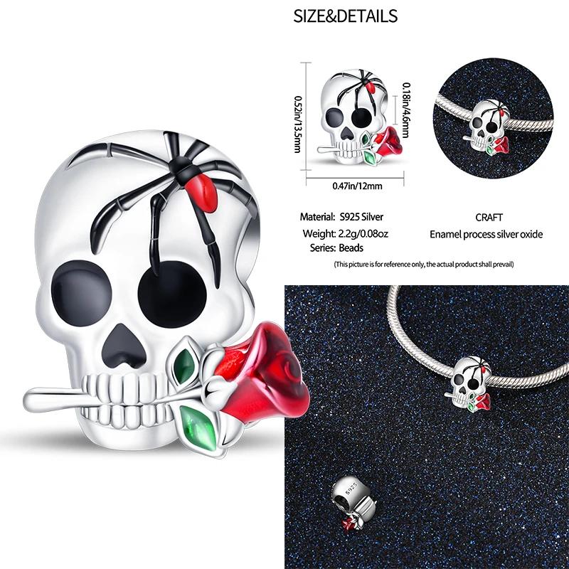 New Coppering Halloween Witch Skeleton Bat Charm Chain Beaded Fit Original Bracelet Diy Ladies Jewelry