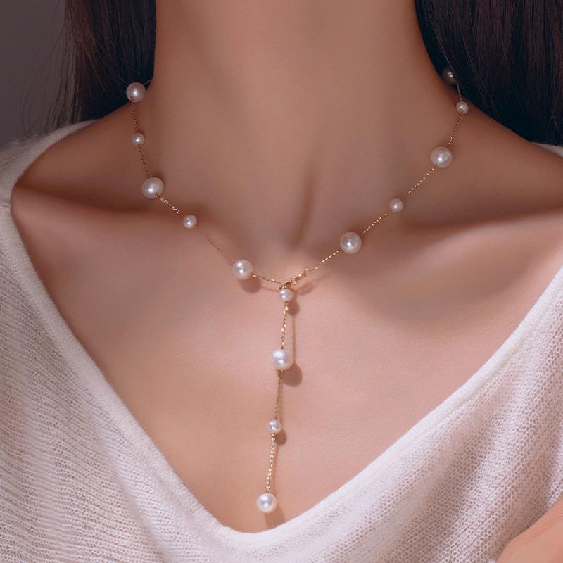 Bridal Wedding Jewelry Set Women Simulated Pearl Tassel Earrings +Necklace+Bracelet Party Beads  Accessories Gift