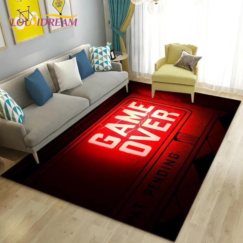 

3D мультяшный геймерский ковер Game Over, большой ковер, коврик для гостиной, спальни, дивана, коврик для украшения, детский игровой нескользящий напольный коврик 60cm x 90cm