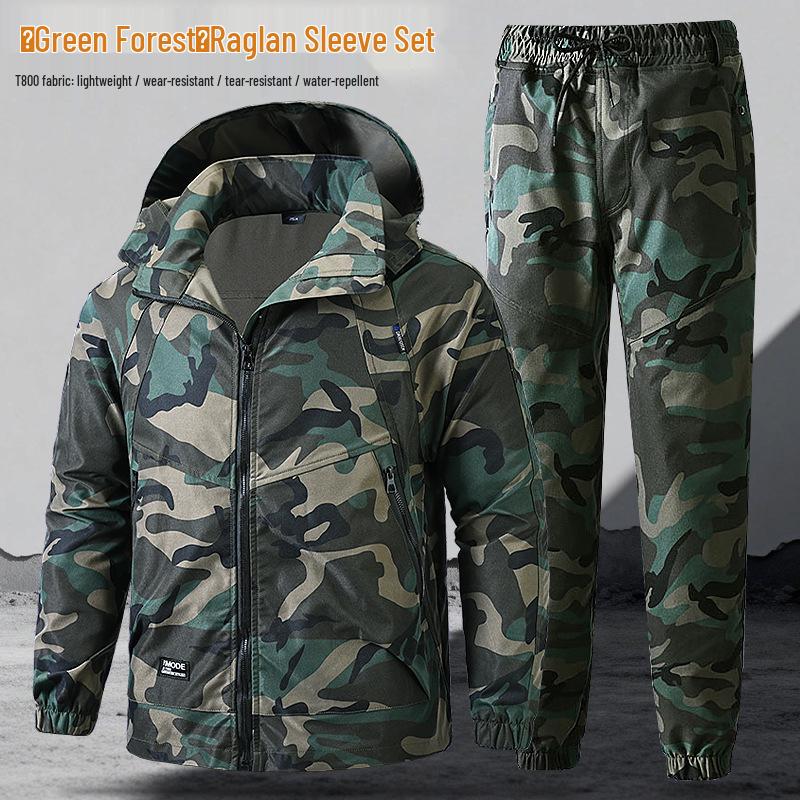 Water-Repellent Camouflage Training Suit with Reinforced Crotch and Large Pockets 175 (65-75 kg)