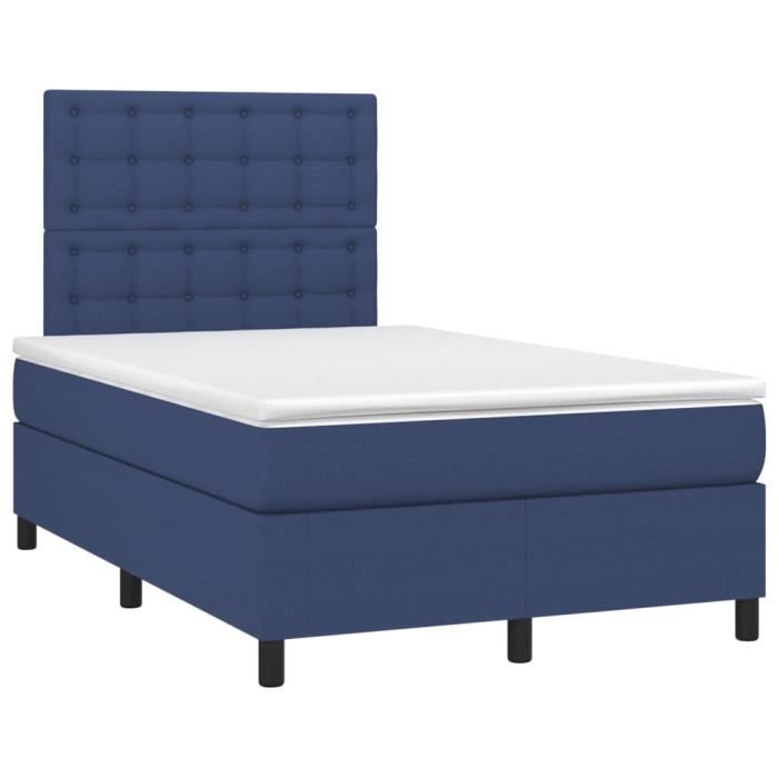 3142087 vidaXL Lit à sommier tapissier avec matelas Bleu 120x200 cm Tissu