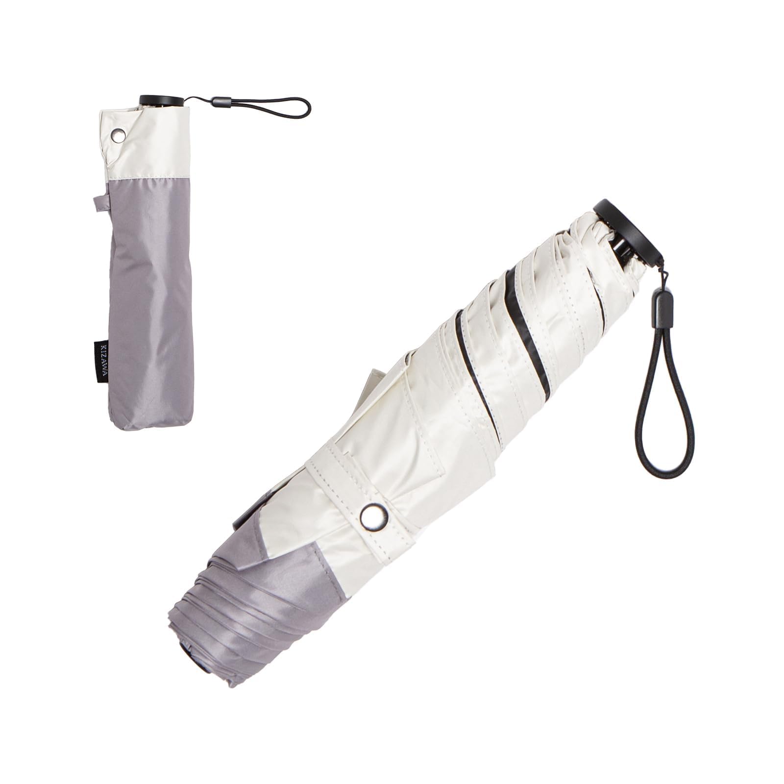 

KIZAWA Зонт из углеродного волокна с УФ-защитой, складной, полностью светонепроницаемый, уровень нагрева 5, водостойкий, подходит для мужчин, подходит для дождя или дня, серый x ультралегкий,