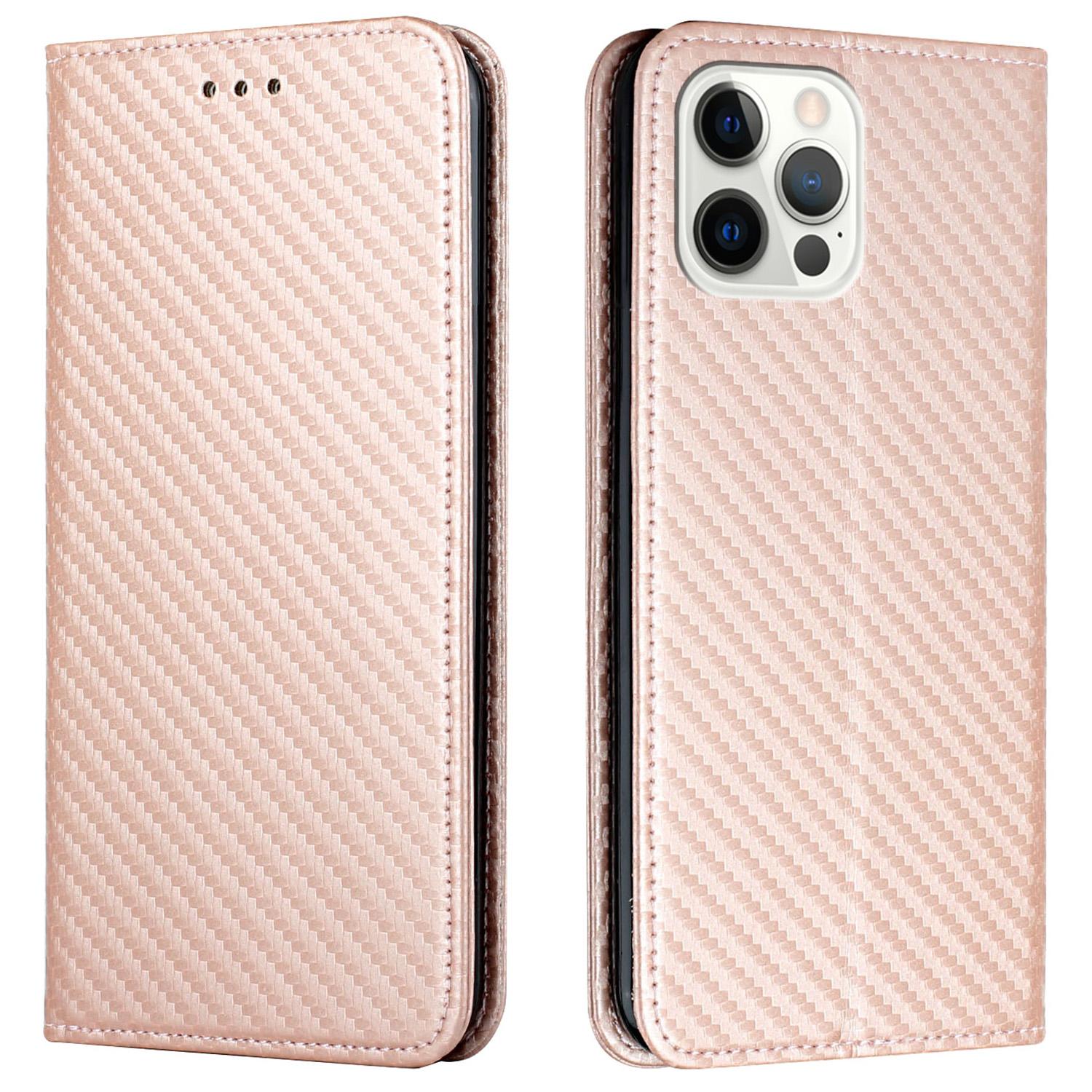 

Для iPhone 16 Pro Max Чехол Кожаный Чехол-книжка для телефона Подставка Сильная магнитная застежка Rose Gold