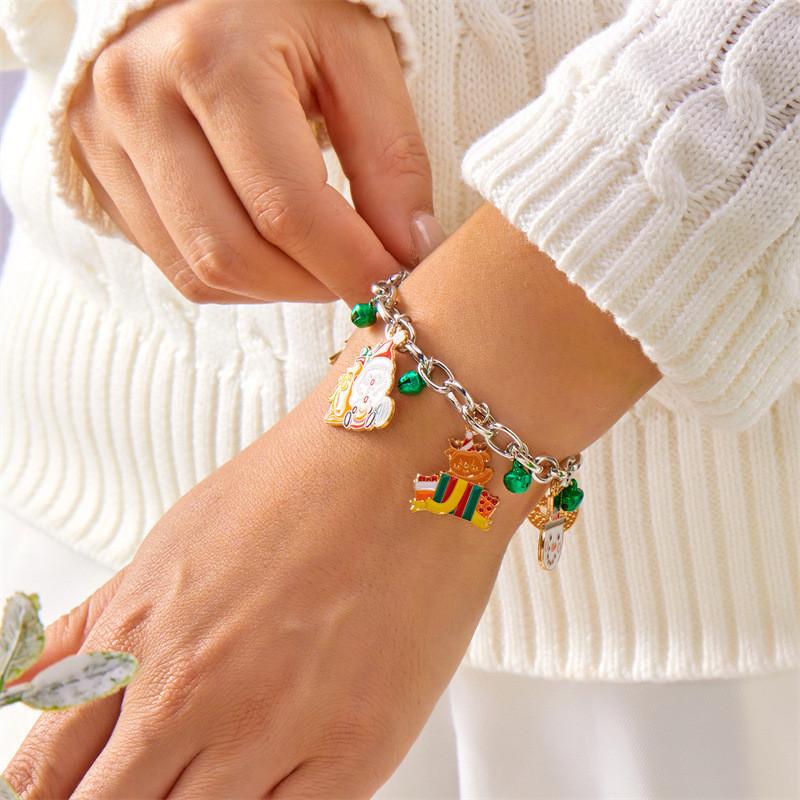 Festive Christmas Hand Jewelry With Reindeer Bell Snowflake For Celebrations