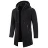 Men's Plus Velvet Hooded Knitwear Cardigan – Thickened, Windproof, Warm Mid-Length Jacket for Autumn/Winter (Middle-Aged & Elderly)