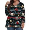 Women's Fashionable Casual Long Sleeved Plus Size  Print Top Plus Size Floral Print Top