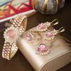 Golden Luxury Watch Women Ring Necklace Earring Rhinestone Fashion Wristwatch Casual Ladies Bracelet Watches Jewelry Set