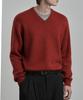 WORK ON BODY OFF Ars Semi-Overfit Layered V-Neck Knit [Red]