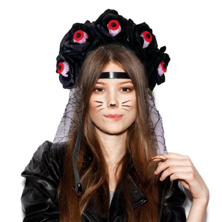 Dark Flower Eyeball Witch Headwear Halloween Party Gothic Eyeball Headband