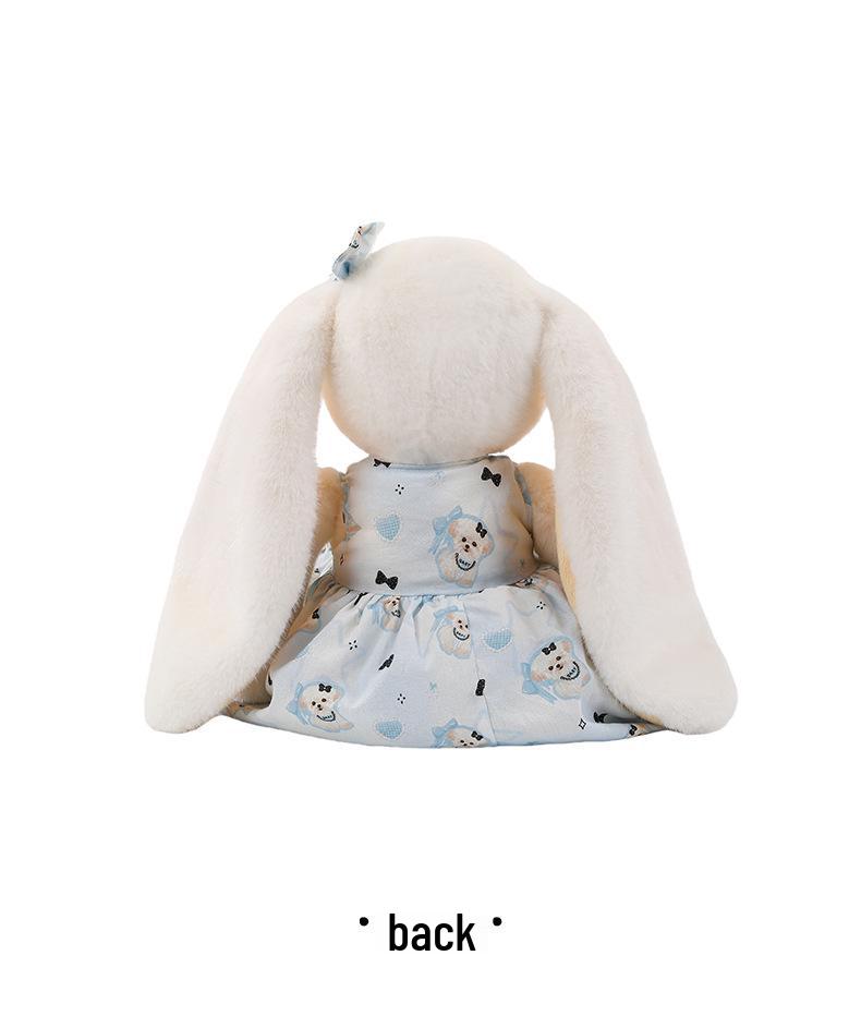 Large Lop-Eared Bunny Plush - Cute Floral Skirt Doll, Soothing Girl's Companion and Pet Healing Toy