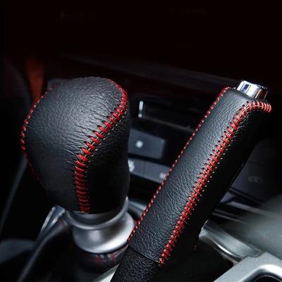 2 יחידות אביזרים עבור Hyundai Creta ix25 2018 2019 כיסוי ראש ידית הילוכים מעור כיסויים כיסוי ידית בלם יד PU