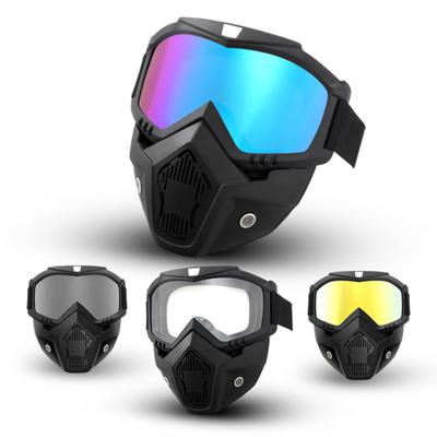 2Pcs Outdoor Cycling Goggles with Detachable Face Guard UV Protection Windproof Lightweight Men Women Skiing Snowboarding Motorcycle Bike Sports