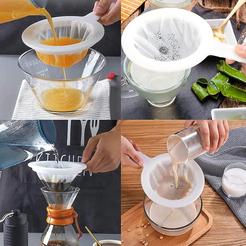 Nylon Filters Mesh Ultra-fine 100/200/400 Mesh Strainer Sieve Spoon Soy Milk Juice Coffee Strainers Kitchen Gadgets Colanders