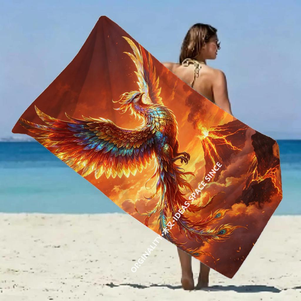 Volcanic Phoenix Beach Towel Patterned Sunscreen And Windproof Suitable For Swimming Pool Camping Travel