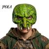 Masque d'Halloween Vieille Sorcière pour Adultes, Mousse Verte Horreur Demi-Visage Texture Écailles Sinistres Accessoire Mascarade Fête, Costume Cosplay, Carnaval