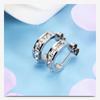 Fashionable European 14MM C-Shaped Zircon Stud Earrings, 2MM Stainless Steel, Versatile and Stylish for Women