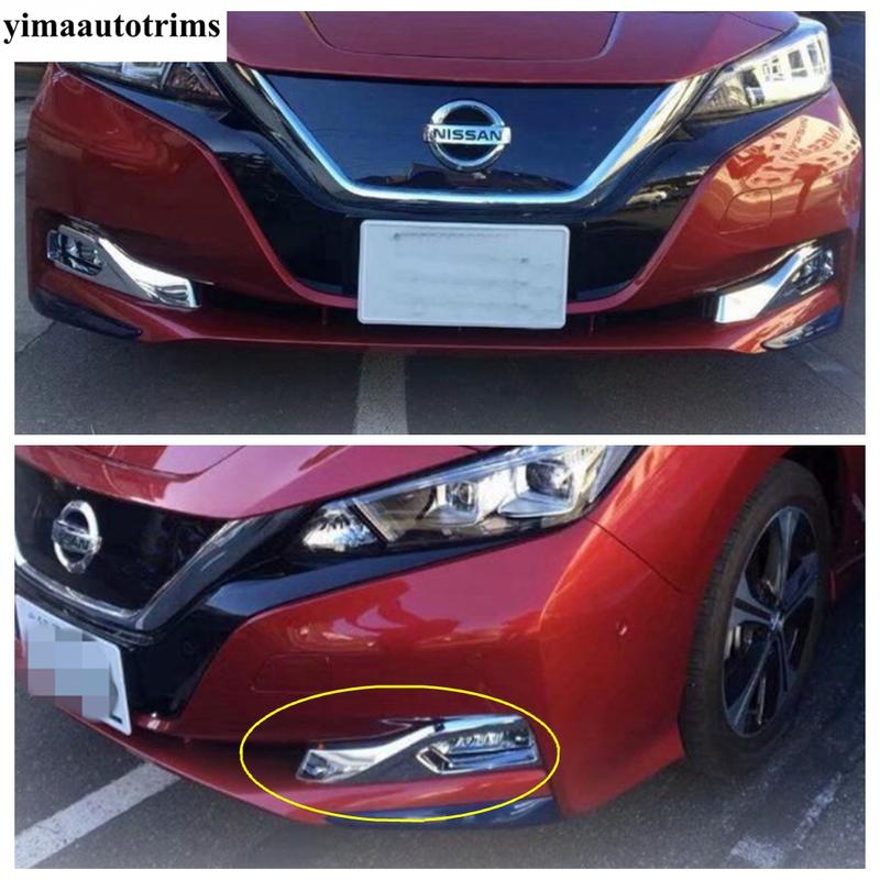 2PCS ABS Chrome Car Front Bumper Fog Foglight Light Lamp Frame Decor Cover Trim For Nissan Leaf 2018 - 2024 Accessories Exterior