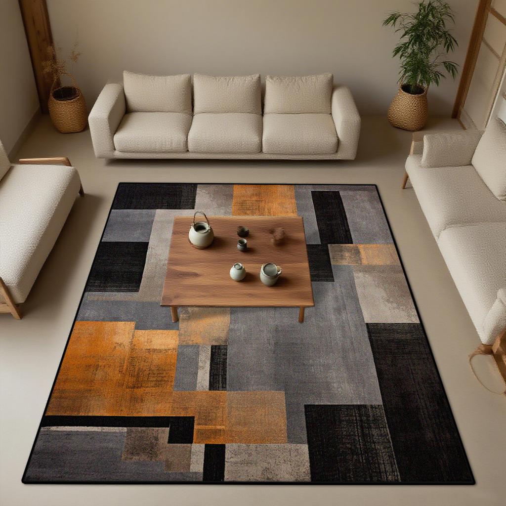 Moderner rechteckiger Wohnzimmerteppich Geometrische Dekoration Arbeitszimmer Schlafzimmer Dekor Rutschfeste Bodenmatten Leicht zu reinigen Eingangstürmatte