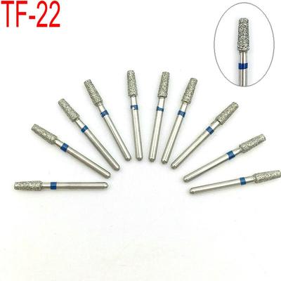 10 Stück Diamant-Zahnbohrer, konisch, flaches Ende, scharfer Griff, 1,6 mm, für Hochgeschwindigkeits-Handstück TF-22