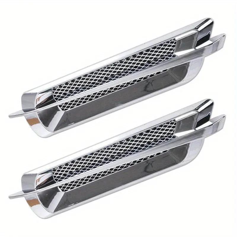 Universal 2Pcs Chrome Car SUV Air Flow Fender Side Vent Decoration Sticker