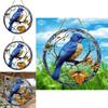 Simulated Blue Bird Branch Pattern Circular Acrylic Pendant For Garden Party Gift