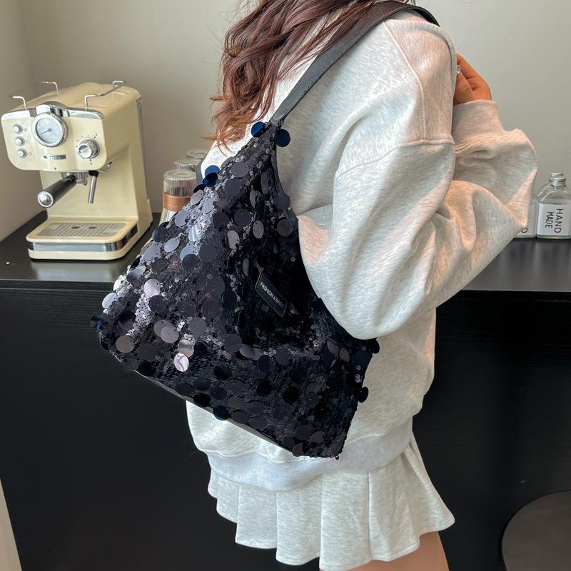 Bag Women's Bag 2025 New European and American Fashion Sequined Shoulder Bag Large Capacity Casual Versatile Hand Carry Armpit Bag Tide
