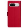 For Google Pixel 8 Leather Wallet Case with Strap Solid Color Phone Stand Cover