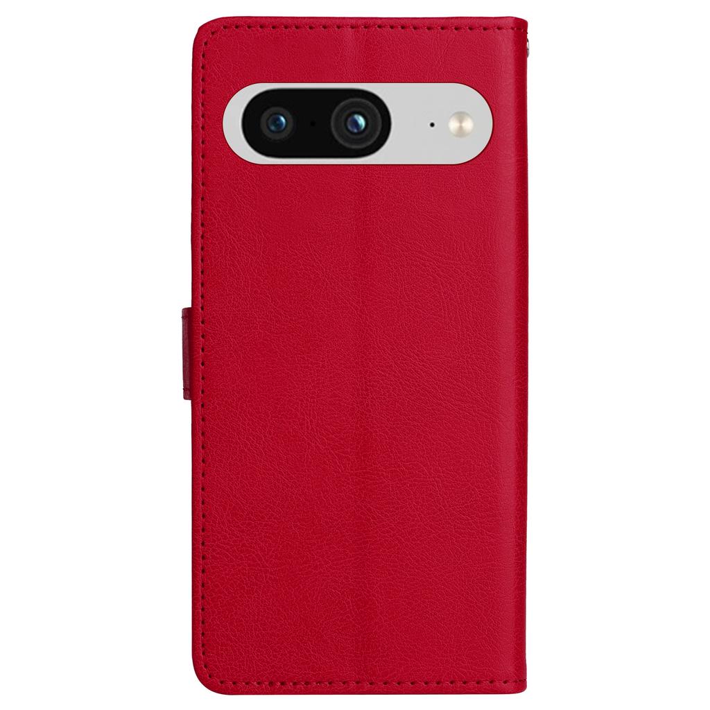 For Google Pixel 8 Leather Wallet Case with Strap Solid Color Phone Stand Cover
