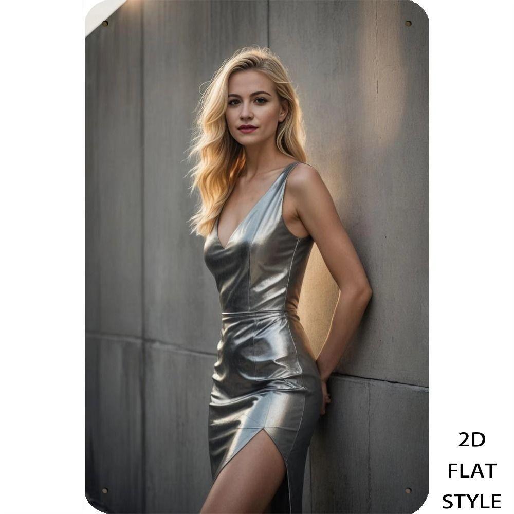 Metal Sign Toilet Gold Dress Retro Wall Decor 20x30 Cm